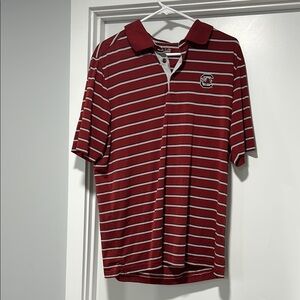 Under Armour Red Polo Shirt with Short Sleeves and Striped Pattern